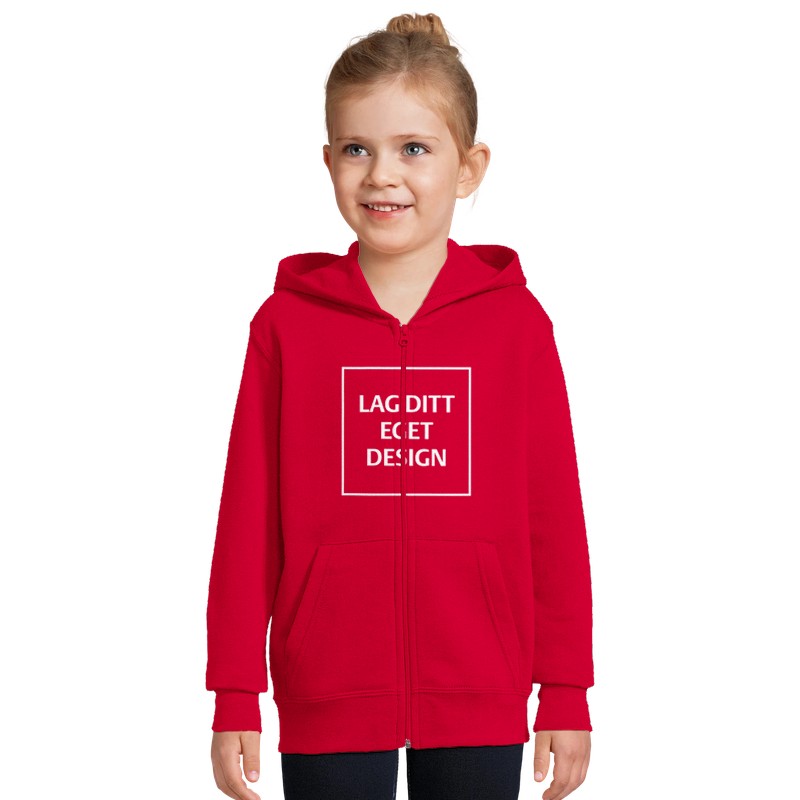 Hættetrøje til Børn med Lynlås og Eget Tryk | Blød Zip Hoodie