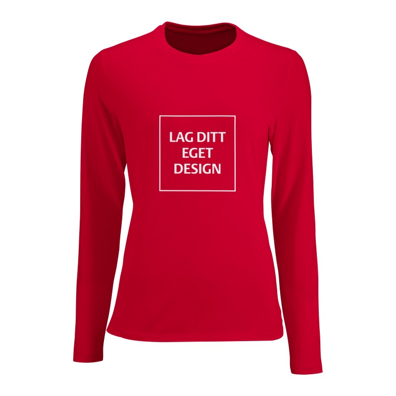 Design din egen figursyede langærmede t-shirt til kvinder med eget tryk