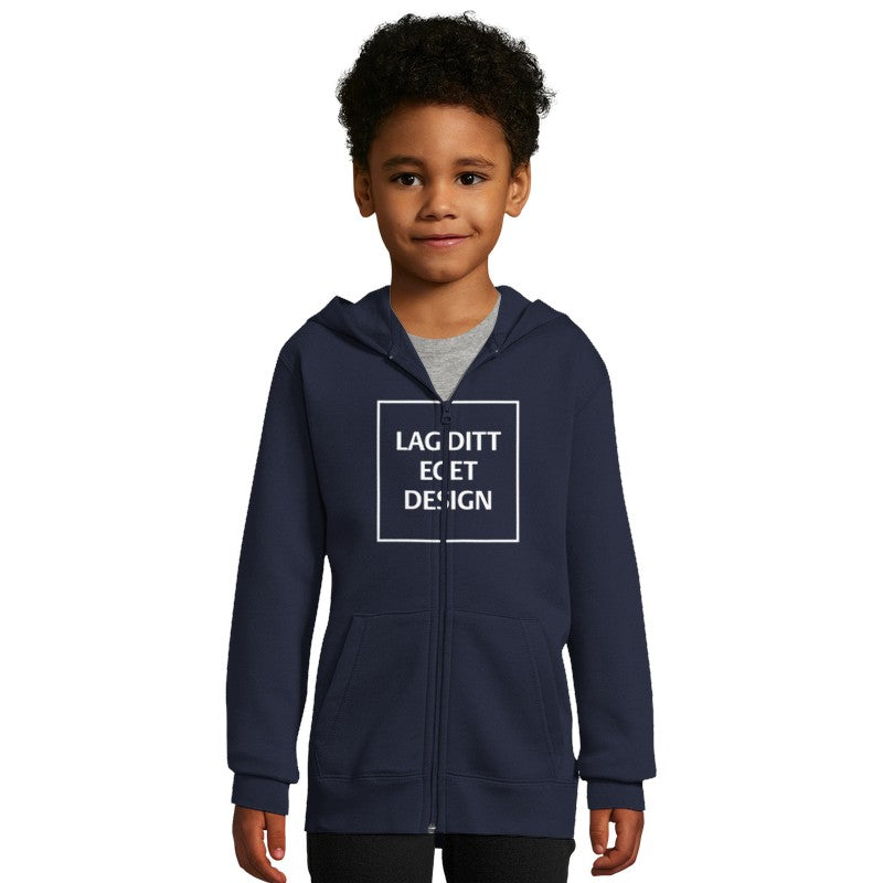Hættetrøje til Børn med Lynlås og Eget Tryk | Blød Zip Hoodie