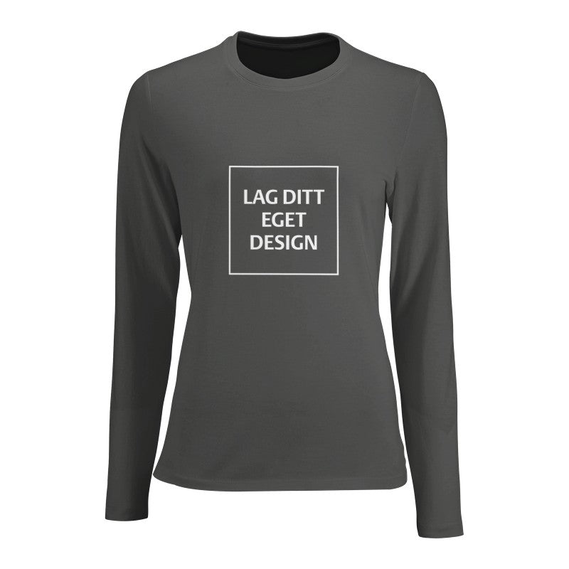 Design din egen figursyede langærmede t-shirt til kvinder med eget tryk