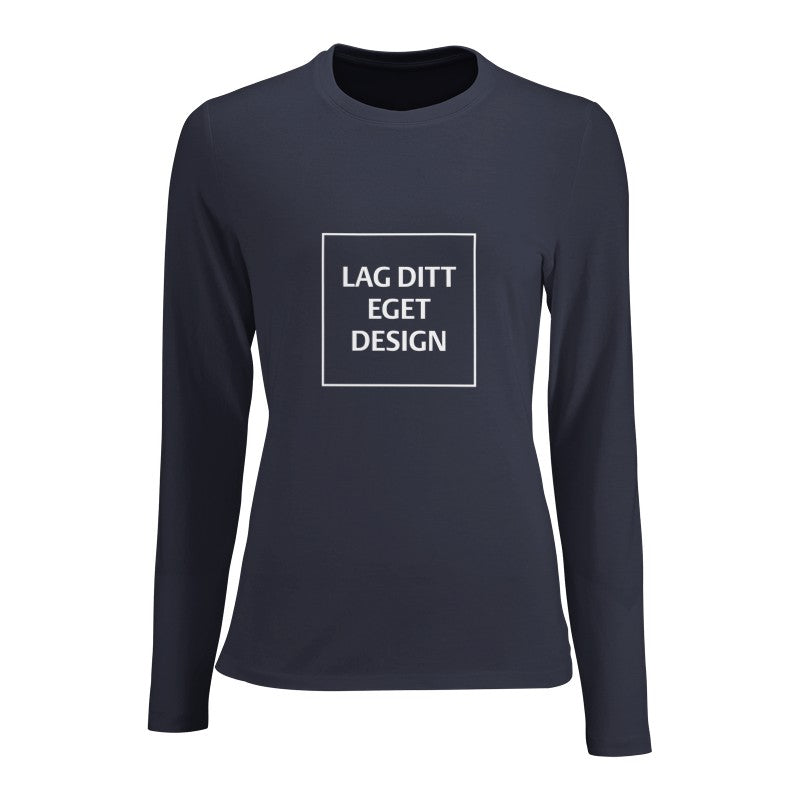 Design din egen figursyede langærmede t-shirt til kvinder med eget tryk