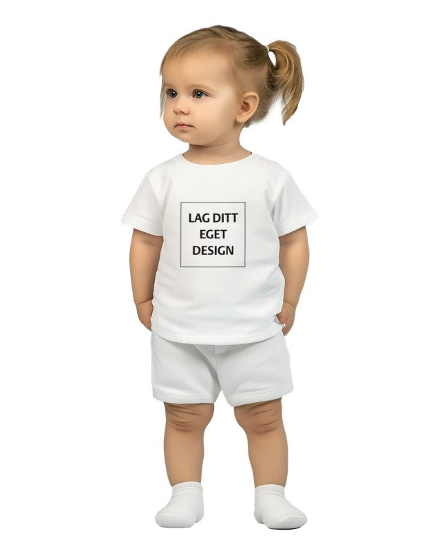 Blød baby-T-shirt med rund hals og eget tryk
