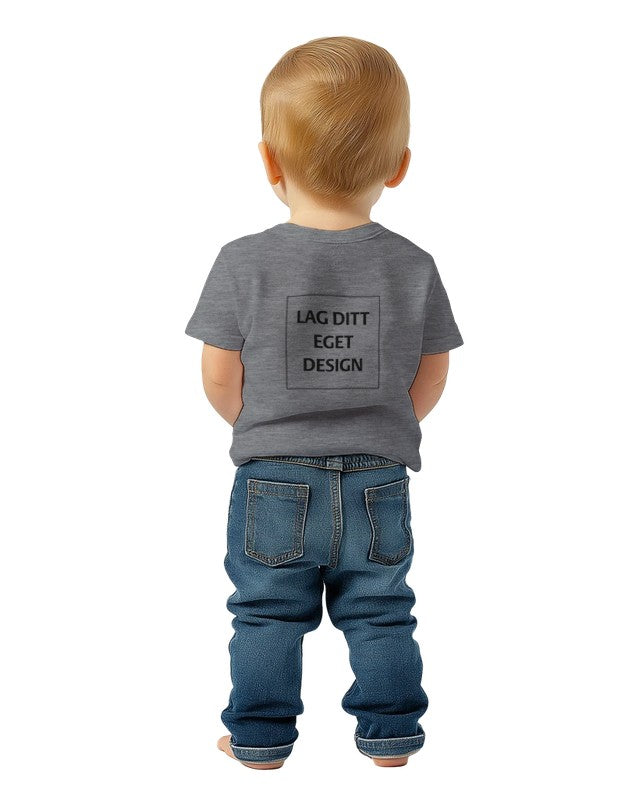 Blød baby-T-shirt med rund hals og eget tryk