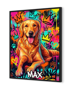 Urban Graffiti Kæledyrsportræt – Farverig Street Art Plakat med Egen Hund