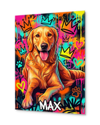 Urban Graffiti Kæledyrsportræt – Farverig Street Art Plakat med Egen Hund