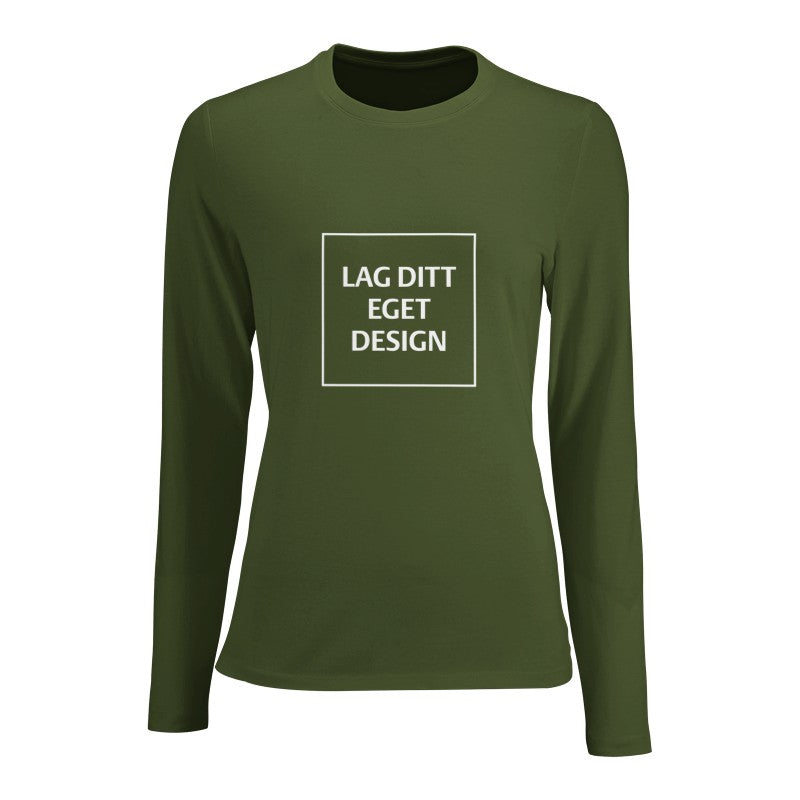 Design din egen figursyede langærmede t-shirt til kvinder med eget tryk