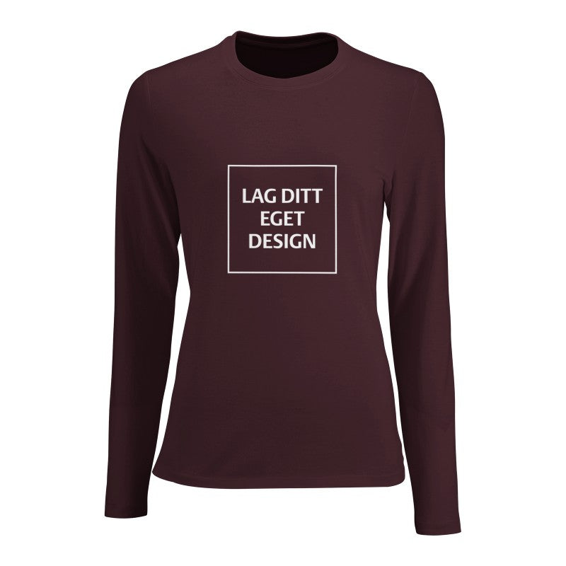 Design din egen figursyede langærmede t-shirt til kvinder med eget tryk