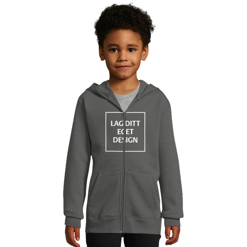 Hættetrøje til Børn med Lynlås og Eget Tryk | Blød Zip Hoodie