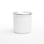 Klassisk emaljekop 12oz til tur | Eget tryk
