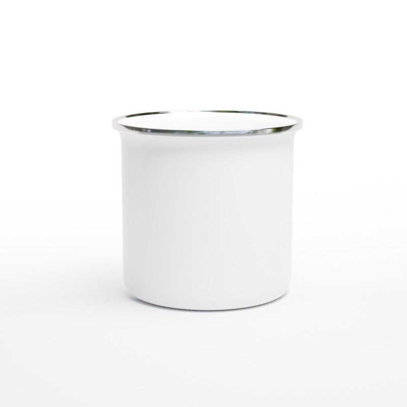 Klassisk emaljekop 12oz til tur | Eget tryk