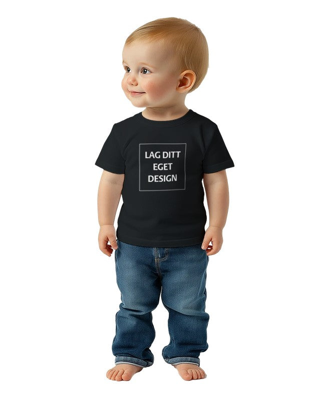 Blød baby-T-shirt med rund hals og eget tryk