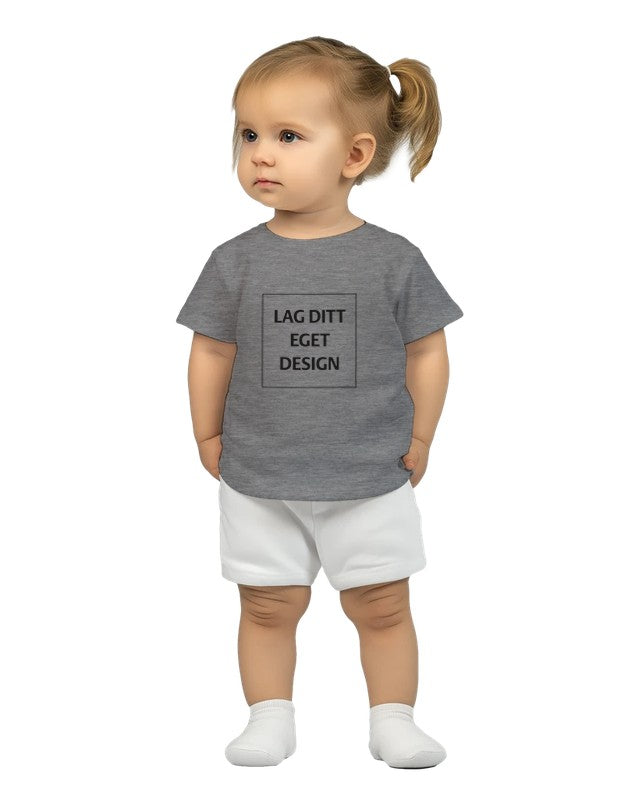 Blød baby-T-shirt med rund hals og eget tryk