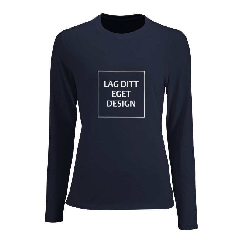 Design din egen figursyede langærmede t-shirt til kvinder med eget tryk