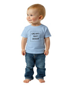 Blød baby-T-shirt med rund hals og eget tryk