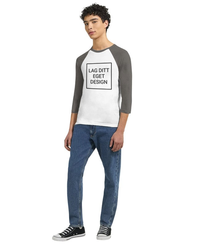 Unisex Raglan T-shirt med 3/4 Ærmer – Skab Dit Unikke Design