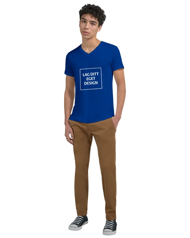 Design din egen Premium Unisex V-hals T-shirt med eget tryk