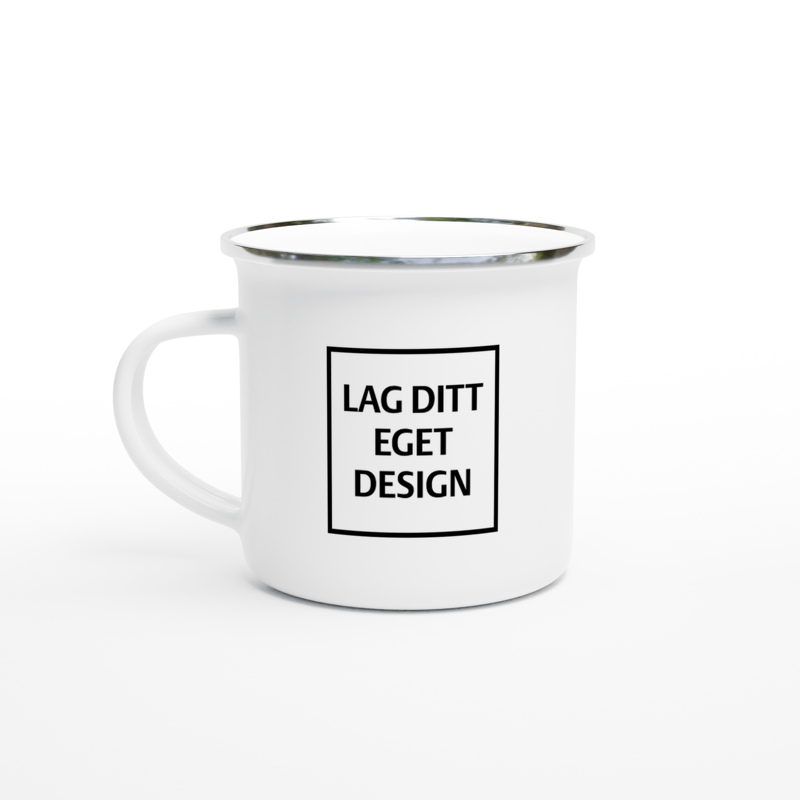 Hvit Emaljekrus | Design Ditt Eget