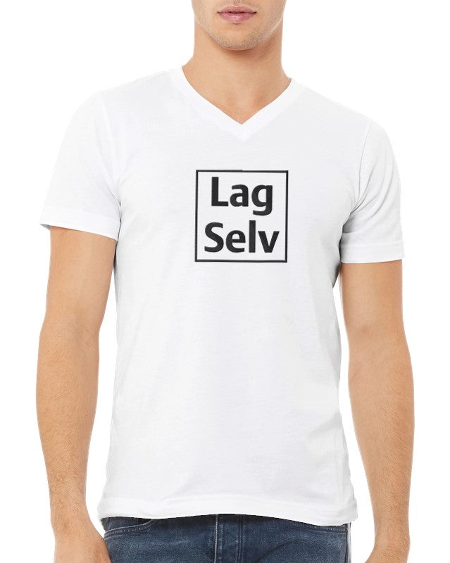 Design din egen Premium Unisex T-shirt med V-hals og personligt broderi