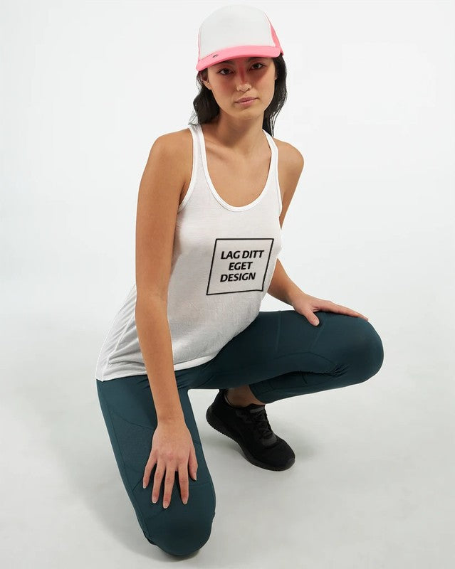 Design din egen Flowy Racerback Tank Top med personlig trykk | Dame singlet