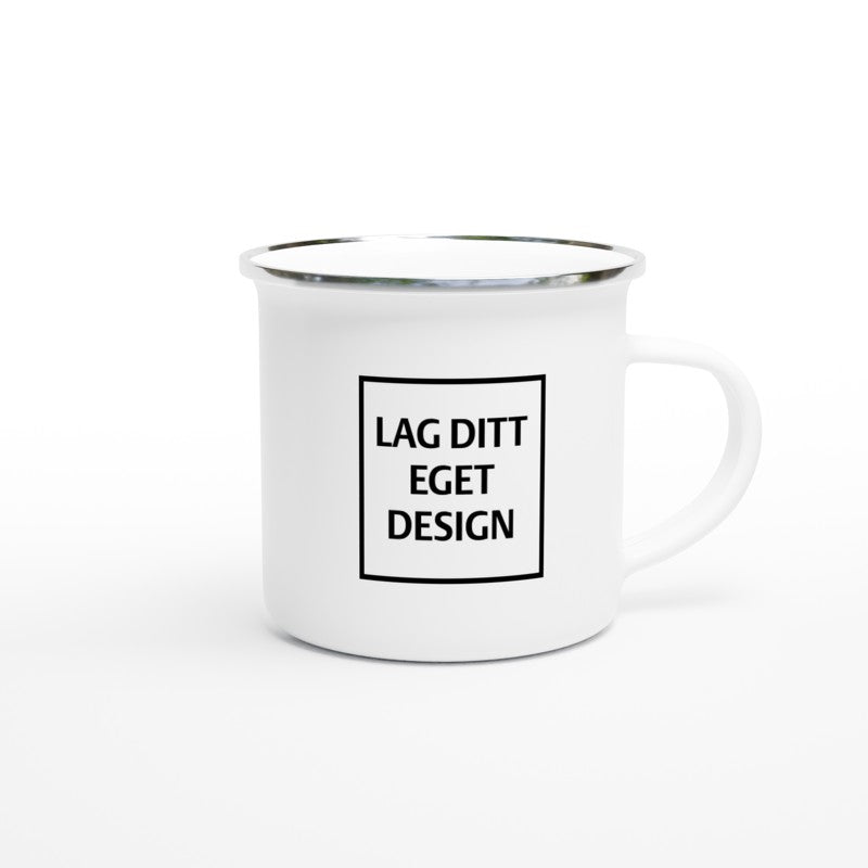 Hvit Emaljekrus | Design Ditt Eget