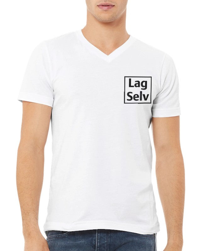 Design din egen Premium Unisex T-shirt med V-hals og personligt broderi
