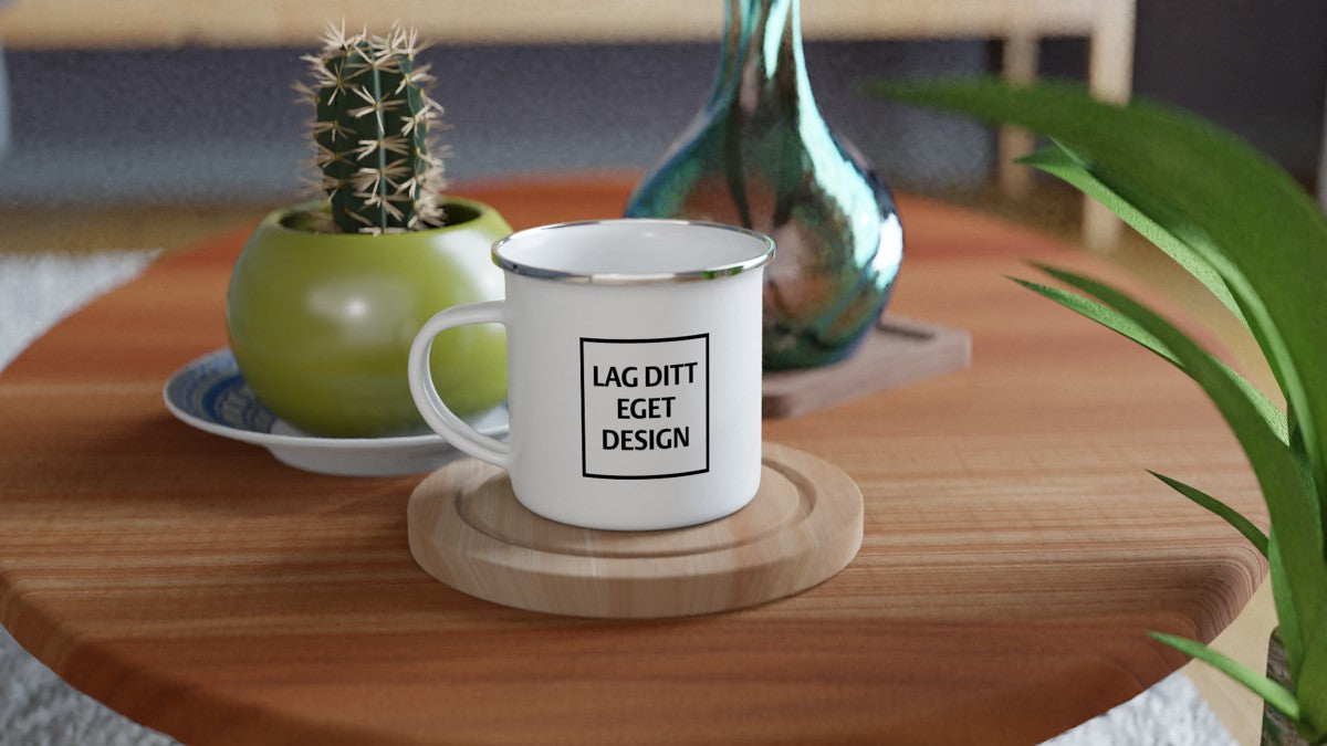 Hvit Emaljekrus | Design Ditt Eget