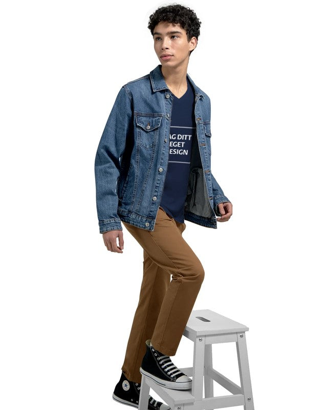 Design din egen Premium Unisex V-hals T-shirt med eget tryk