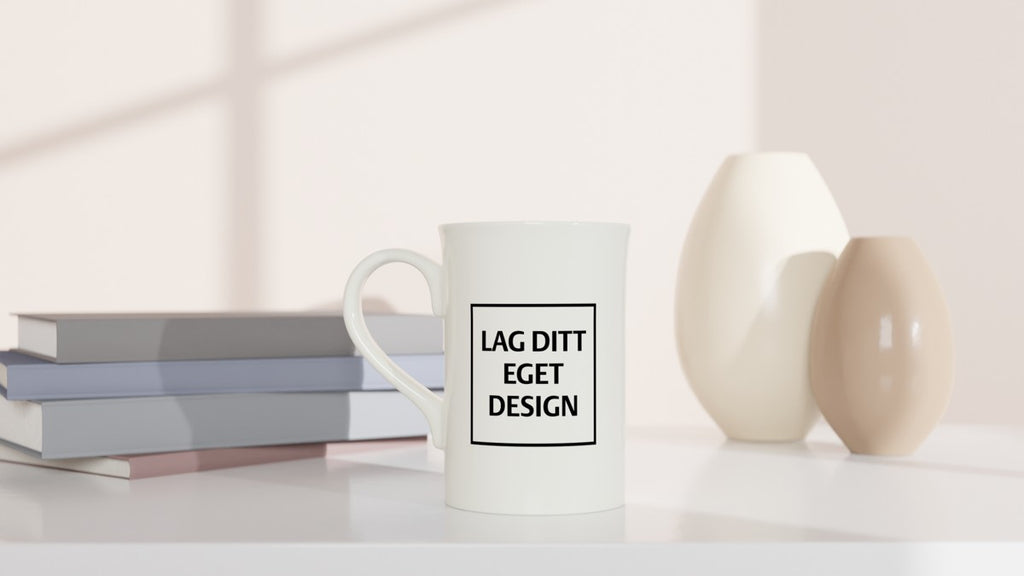 Klassisk porcelænskop Slim 10oz | Eget tryk