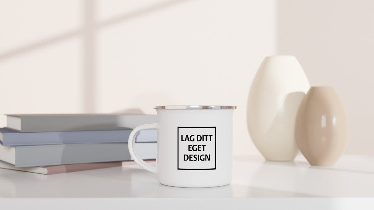 Hvit Emaljekrus | Design Ditt Eget