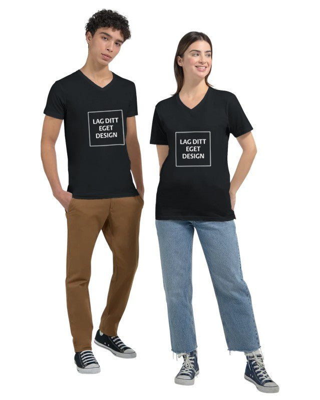 Design din egen Premium Unisex V-hals T-shirt med eget tryk