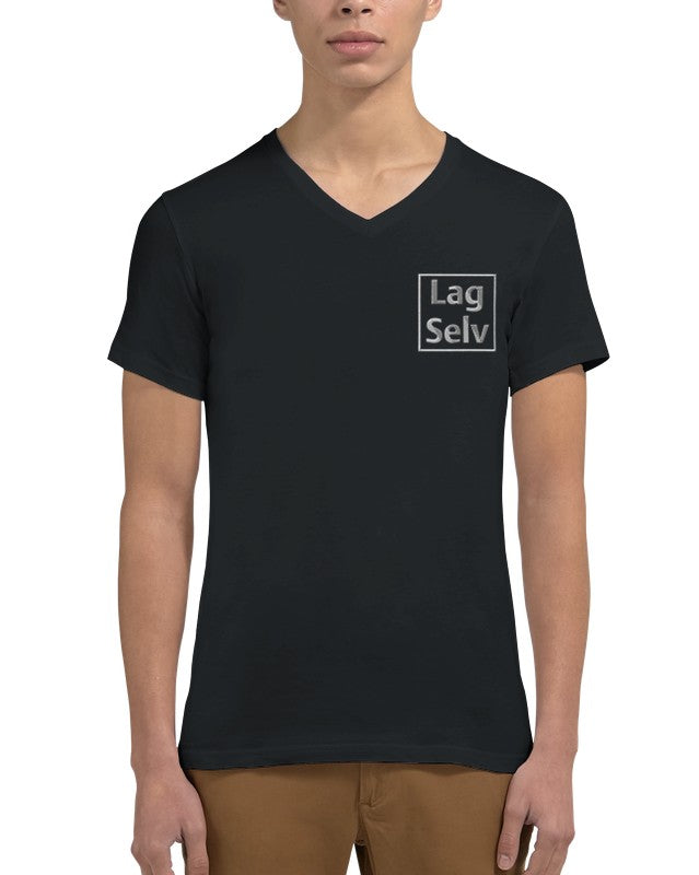 Design din egen Premium Unisex T-shirt med V-hals og personligt broderi