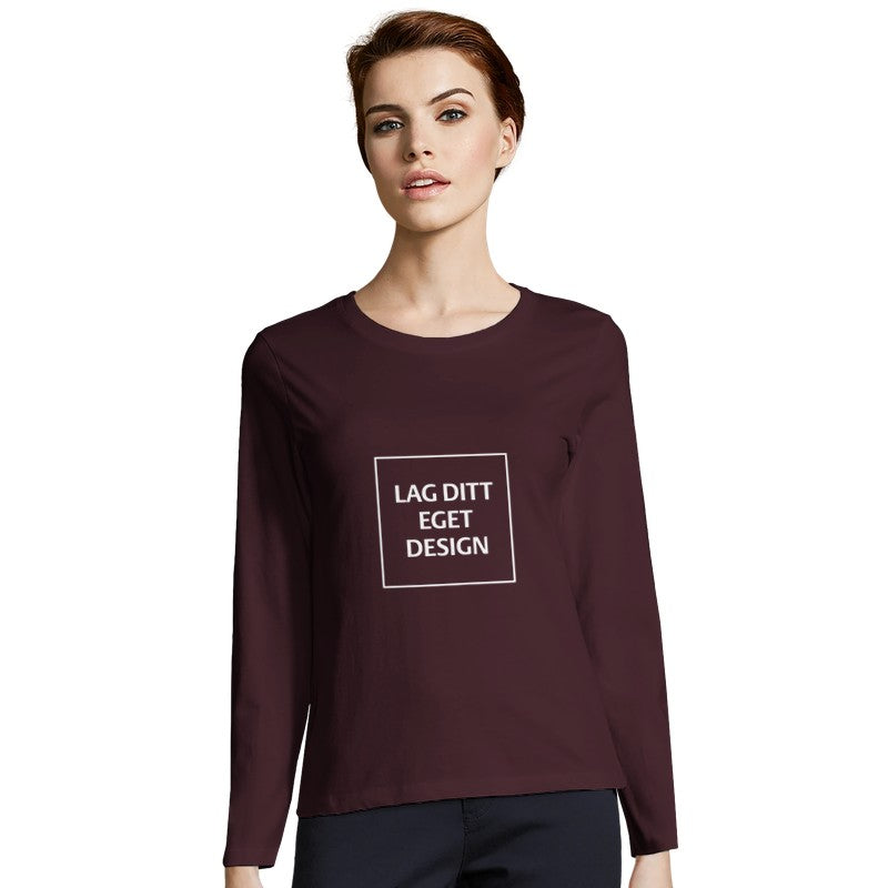 Design din egen figursyede langærmede t-shirt til kvinder med eget tryk