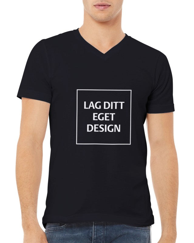 Design din egen Premium Unisex V-hals T-shirt med eget tryk