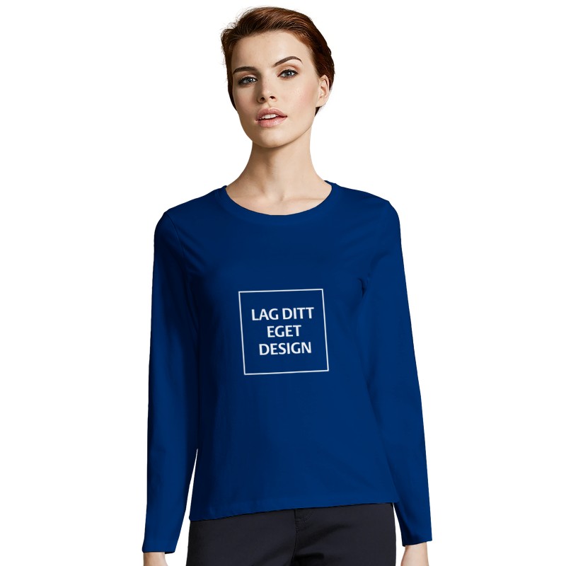 Design din egen figursyede langærmede t-shirt til kvinder med eget tryk