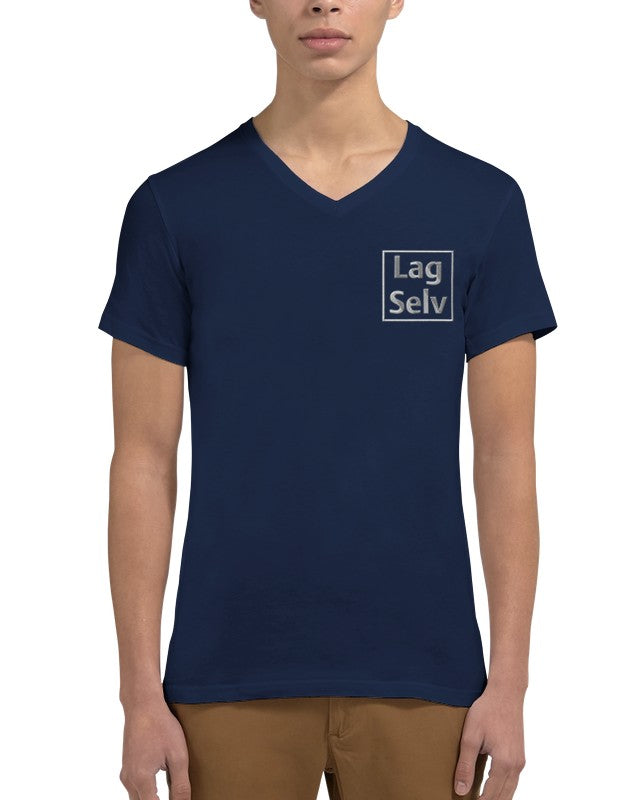 Design din egen Premium Unisex T-shirt med V-hals og personligt broderi