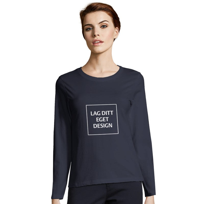 Design din egen figursyede langærmede t-shirt til kvinder med eget tryk