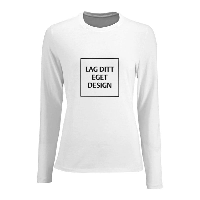 Design din egen figursyede langærmede t-shirt til kvinder med eget tryk