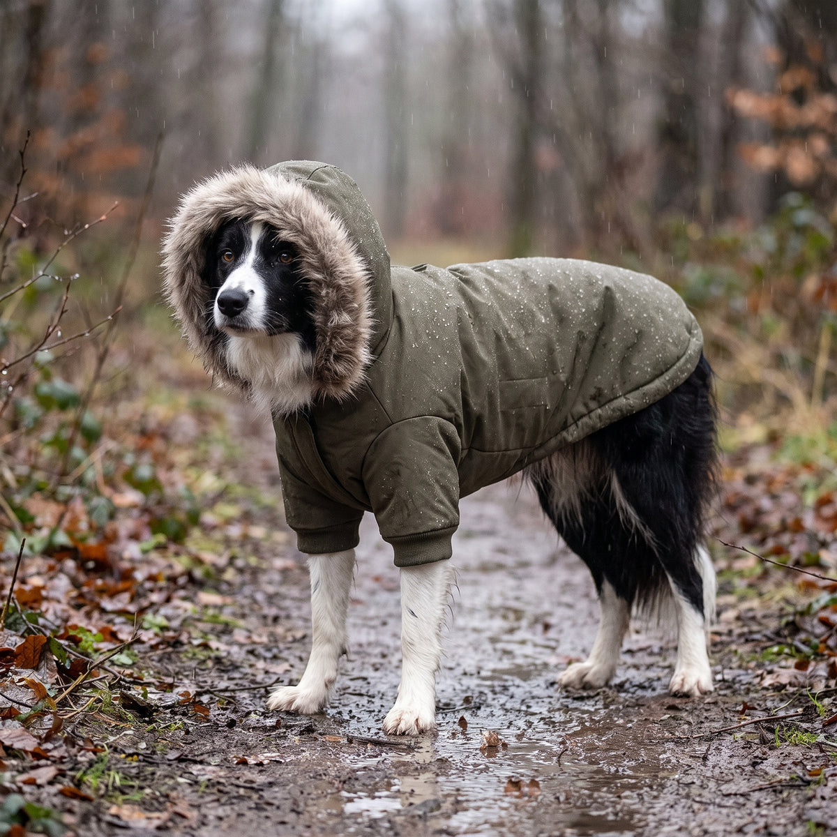 Varm Parkas til Hund med Eget Tryk | Vinterjakke til Hund